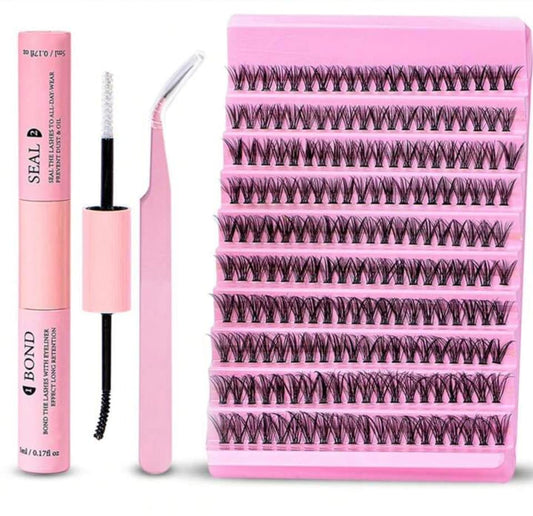 Cluster Lashes avec Colle et Pince Applicatrice