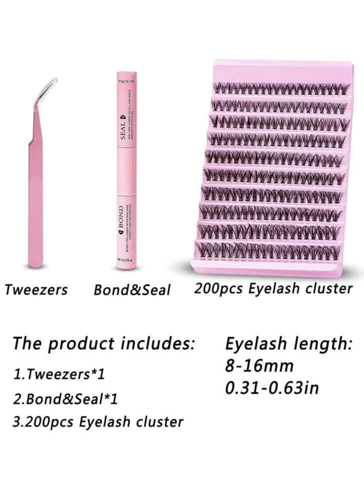 Cluster Lashes avec Colle et Pince Applicatrice